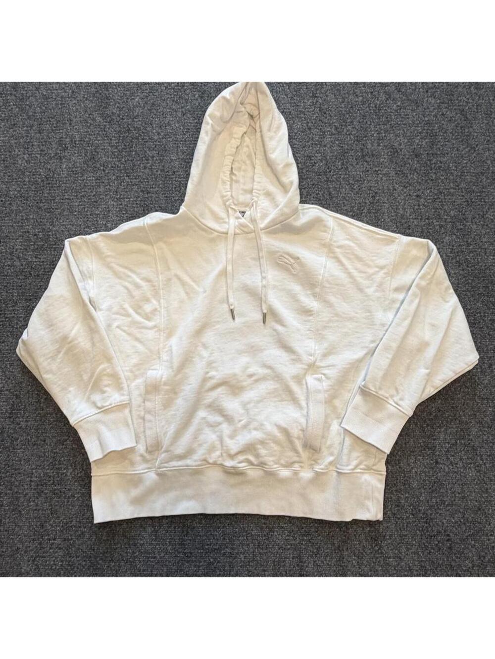 White puma hoodie womenโs large cozy sweatshirt